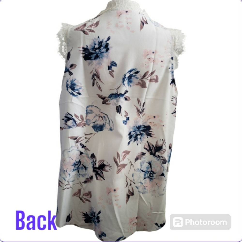 Woman's Floral Sleeveless Blouse - Size L - Picture 3 of 7